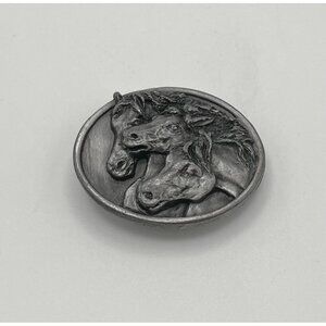 Vintage 80s Brass Bergamot Wild Horses Small Belt Buckle Western A-143 USA Made